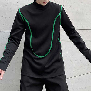 Contrast Webbing Turtleneck Sweatshirt