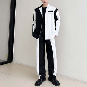 Black And White Contrast Color Two-piece Suit