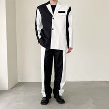 Load image into Gallery viewer, Black And White Contrast Color Two-piece Suit
