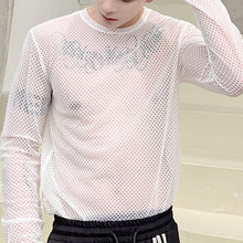 Load image into Gallery viewer, Sheer Mesh Crew Neck Long Sleeve T-Shirt
