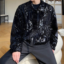 Load image into Gallery viewer, Black Sequined Cropped Jacket
