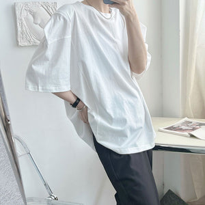 Loose Crew Neck Pad Short Sleeve T-Shirt