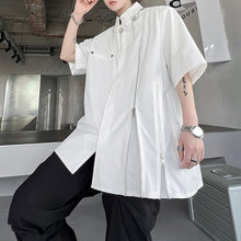 Load image into Gallery viewer, Zippered Stand Collar Short-sleeved Shirt
