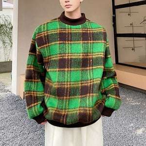 Green Plaid Pullover Sweatshirt