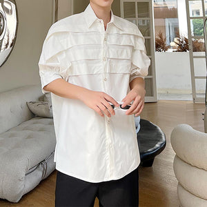 Pleated Trim Half Sleeve Shirt