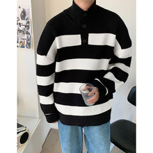 Load image into Gallery viewer, Half Turtleneck Button block Color Sweater
