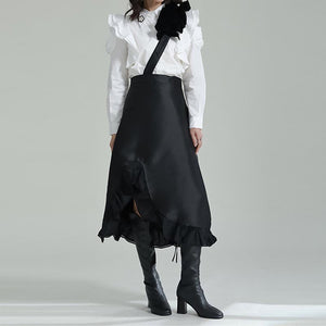 Detachable Straps Irregular Panel Ruffle Skirt