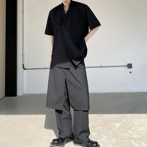 Double Layered Casual Straight Trousers