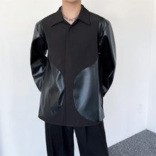 Load image into Gallery viewer, Simple Stitching PU Leather Long Sleeve Shirt
