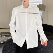 Load image into Gallery viewer, Thin Belt Trim Zip Side Open Sleeves Shirt
