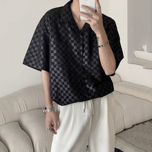 Load image into Gallery viewer, Checkerboard Lapel Short Sleeve Shirt
