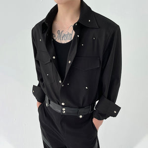 Metal Buckle Ribs Shoulder Pads Shirts