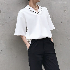 Simple Lapel Short Sleeve Pullover Shirt