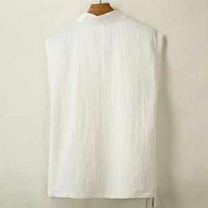 Cotton Linen Large Slanted Placket Vest