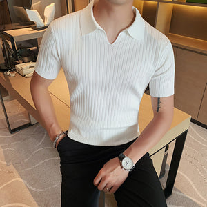 Slim Fit Knit Short Sleeve Polo Shirt