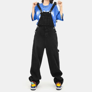 Retro Distressed Loose Overalls