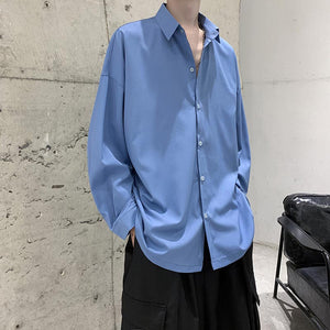 Simple Solid Color Drape Casual Shirt