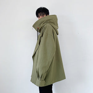 Large Lapel Hooded Retro Jacket