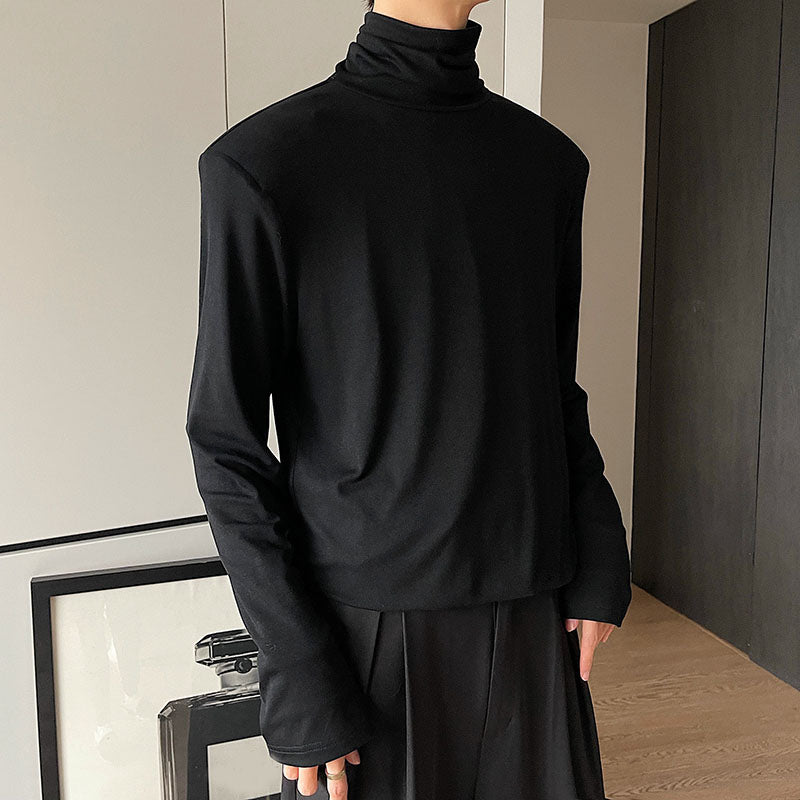 High Neck Shoulder Pad Long Sleeve T-Shirt