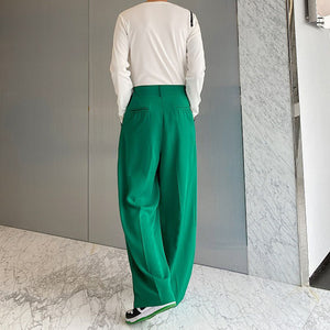 Green Drape Loose Slacks