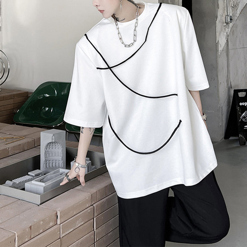 Irregular Tie Shoulder Pad Short Sleeve T-Shirt