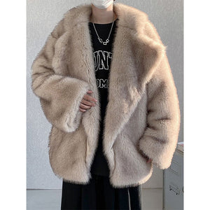 Gradient Thickened Mid Length Plush Coat