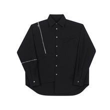 Load image into Gallery viewer, Irregular Zip Slits Shoulder Pads Long Sleeve Shirt
