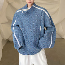 Load image into Gallery viewer, Half Turtleneck Double Zip Cutout Denim Sweatshirt
