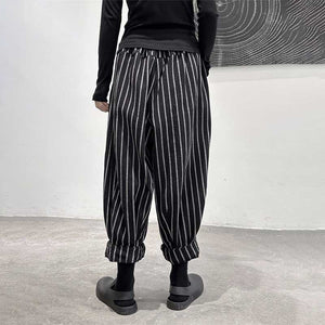 Dark Thick Striped Casual Pants