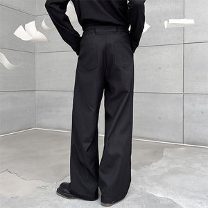 Simple Straight Leg Solid Color Wide Leg Trousers