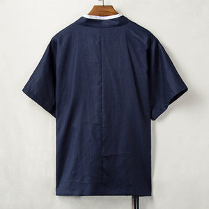 Linen Diagonal Neck Shirt