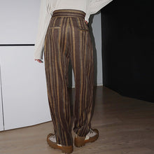 Load image into Gallery viewer, Retro Striped High-waist Casual Pants
