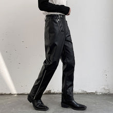 Load image into Gallery viewer, Zipper Slim Fit PU Leather Trousers
