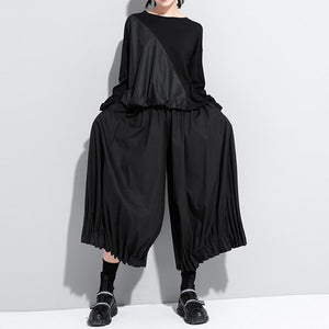 Straight Loose Pleated Cropped Bloomers