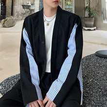 Load image into Gallery viewer, Striped Colorblock Casual Collarless Shirt Cardigan
