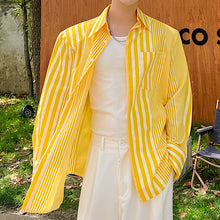 Load image into Gallery viewer, Yellow Striped Long Sleeve Casual Shirt
