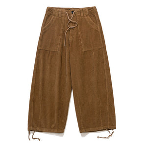 Loose Drawstring Corduroy Trousers