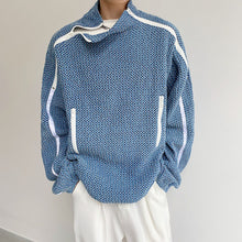 Load image into Gallery viewer, Half Turtleneck Double Zip Cutout Denim Sweatshirt
