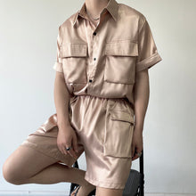 Load image into Gallery viewer, Stereo Pocket Short Sleeve Shirt Shorts Set
