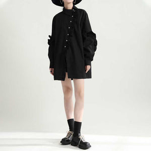 Asymmetric Collar Ruffles Mid Length Shirts