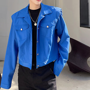 Lapel Shoulder Pads Cropped Jacket