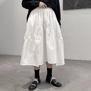 Asymmetric Elastic Waist A-Line Skirt