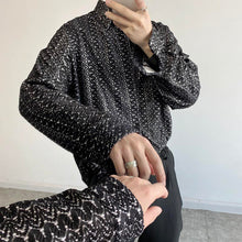 Load image into Gallery viewer, Sequin Lapel Black Long Sleeve Shirt
