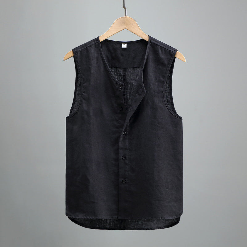 Summer Solid Color Linen Vest