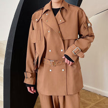 Load image into Gallery viewer, Short Trench Coat With Metal Buckles
