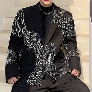 Irregular Silver Sequin Casual Suit