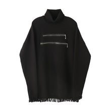 Load image into Gallery viewer, Dark Fringe Zipper Trim Turtleneck Sweater
