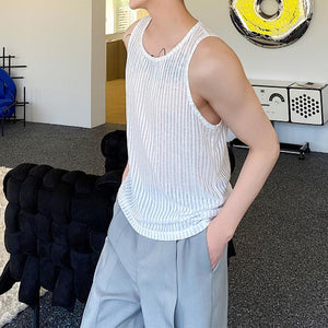 Thin Sheer Crew Neck Tank Top