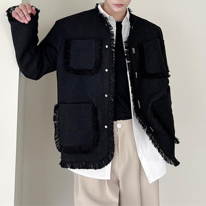 Vintage Tassel Single Breasted Collarless Jacket