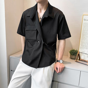 Thin Point Collar Big Pocket Shirt